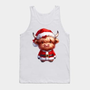 cute christmas highland cow Tank Top